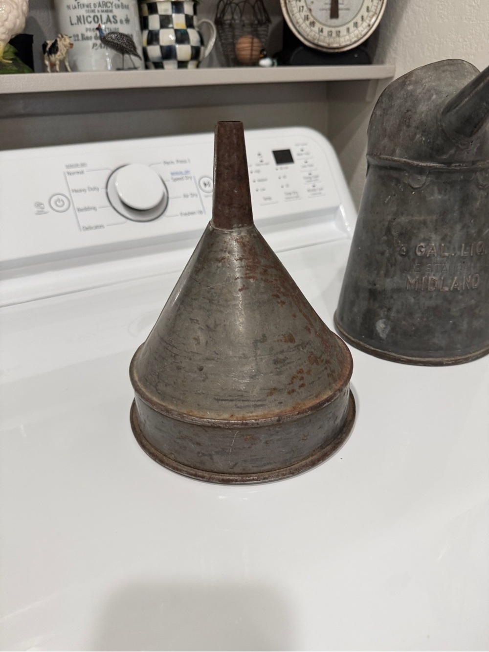 Vintage Midland Galvanized Oil Can and Funnel-Farmhouse Rustic Decor - Picture 8 of 16